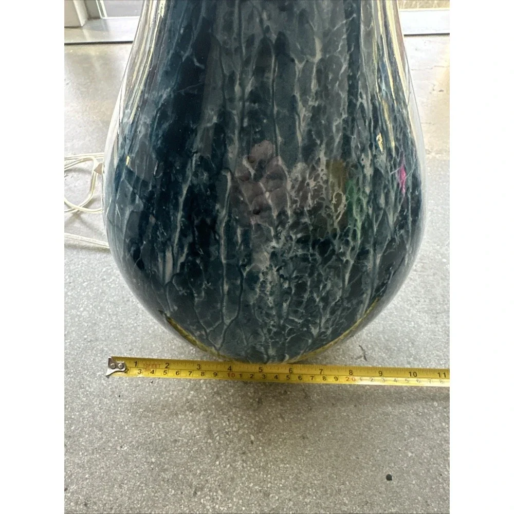 Vintage Marble Glazed Ceramic Lamp Ginger Heavy-21' Blue Made In USA *Parts